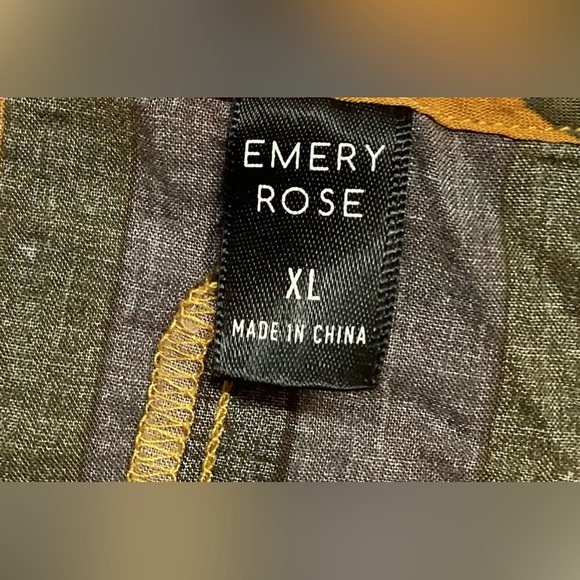 Emery Rose XL cotton blend yellow,green,brown, grey striped pull on top - Picture 6 of 8